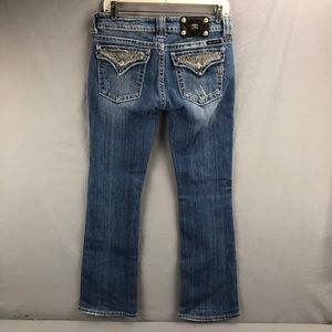 MISS ME JEANS Size 28 Boot Leg Style JP6045B Distressed Actual Size 30"x30"